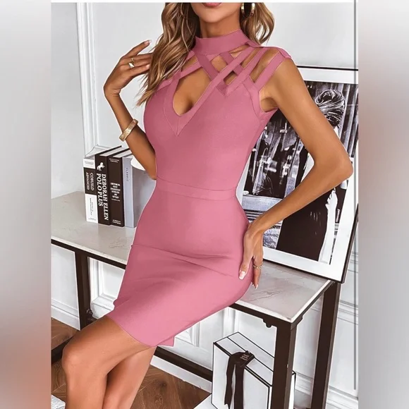 Hight Neck Cut Out Bandage Mini Formal Party Gowns Wedding Guest Dress for  Women is available for purchase on au PAY Market - Imported Goods Online  Store Co.Ltd. | au PAY Market -